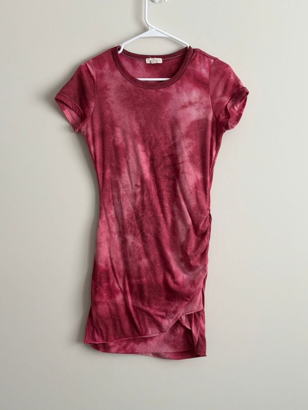 La Miel Red Tie Dye Mini T Shirt Dress Size Small Boho Casual